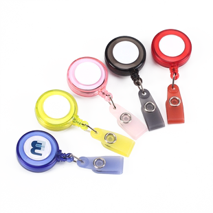 DEZHI德致-易拉扣门禁卡伸缩扣医院工作牌口袋夹考勤证件卡套员工信息卡套夹门禁卡套易拉扣夹子定制滴胶6704