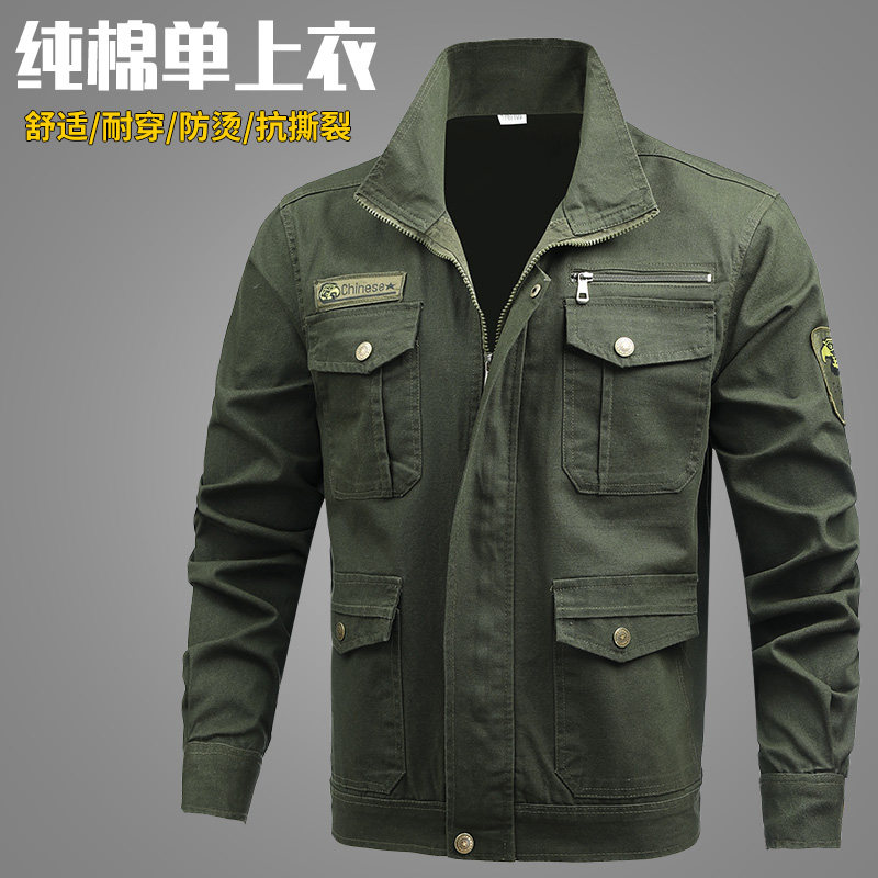 春秋工作服男上衣纯棉电焊工长袖防烫外套耐磨机修宽松工厂劳保服