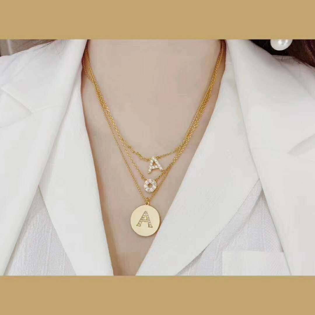 季阿玛施新颖2022新款字母ao锁骨链颈链时尚百搭饰品项链配饰挂件