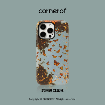 cornerof原创磁吸韩国进口菲林适用iPhone15promax手机壳14pro苹果13蝴蝶12全包11二合一17promax新款16