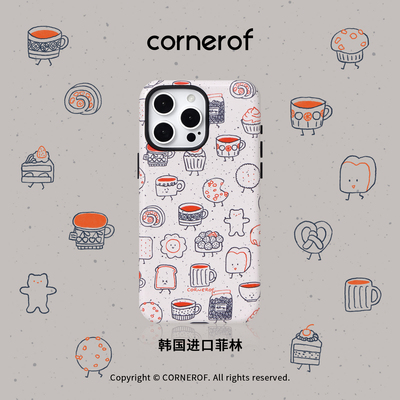 cornerof磁吸韩国进口菲林可爱适用iPhone16promax手机壳苹果15pro原创14pro二合一13新款高级女12食物插画