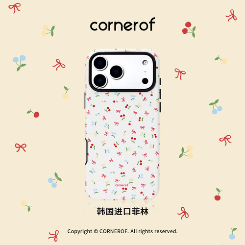 cornerof磁吸韩国进口菲林适用iPhone17promax手机壳苹果16pro原创15pro二合一14新款高级女小樱桃蝴蝶结