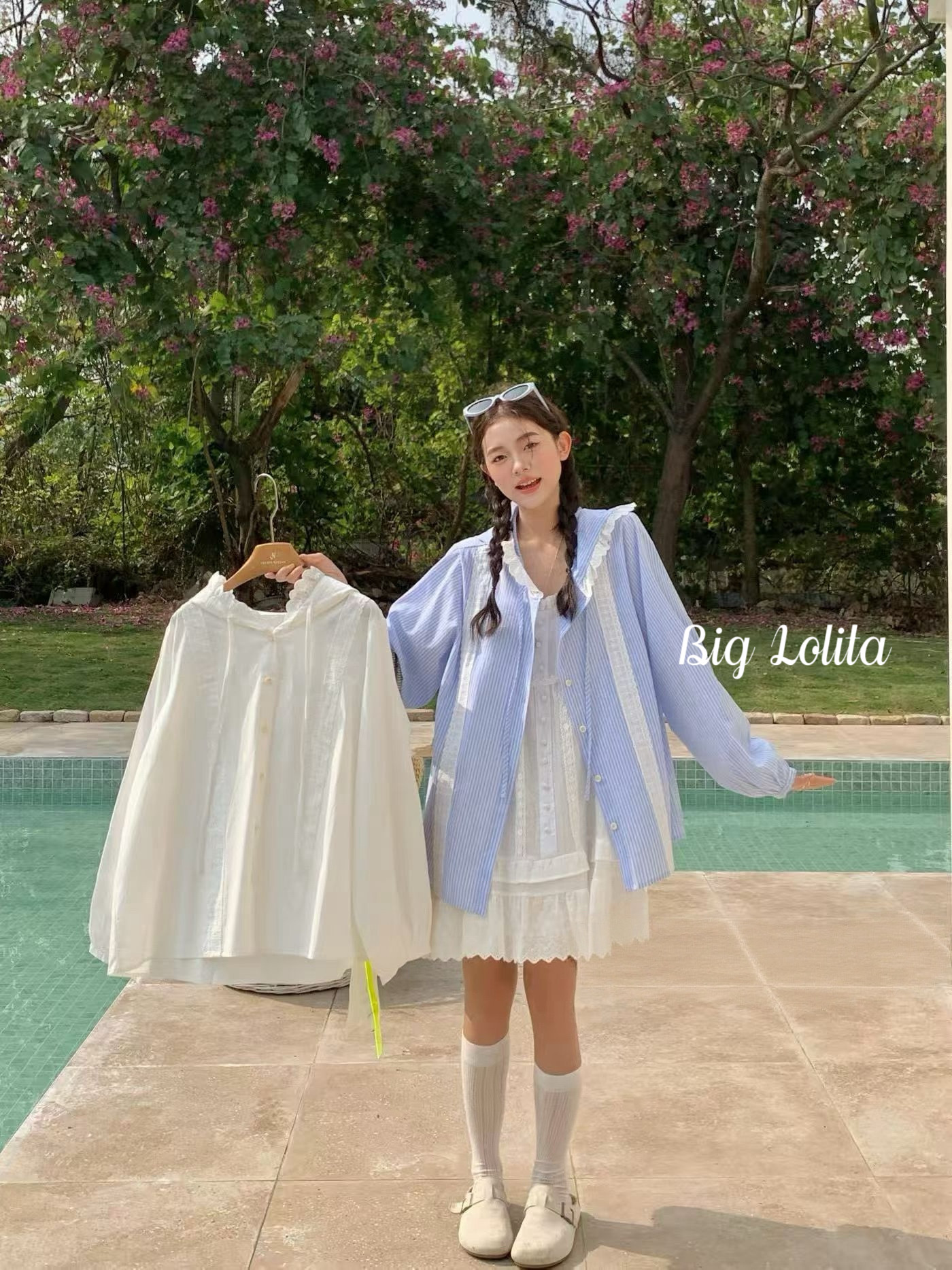 【防晒拍档】大萝莉大码微胖春季新款衬衫女胖MM200斤显瘦防晒衣