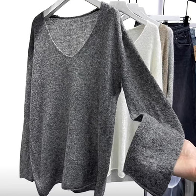 马海毛V领针织衫女2026春款上新