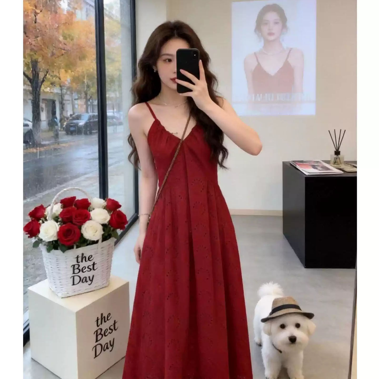 2026春款上新V领吊带连衣裙女装图片