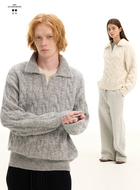 UNF 重磅Boxy宽松羊毛绒舒适软糯假两件针织毛衣美式休闲男女秋冬