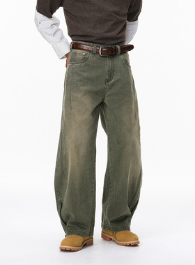 UNF 美式洗水工装裤25秋季新品潮牌复古做旧收褶脚拉链休闲长裤男