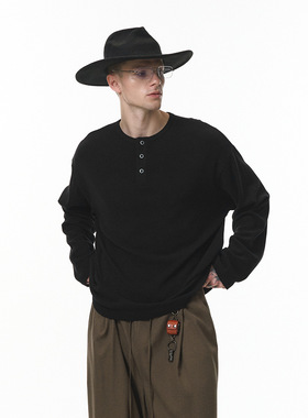 UNF 慵懒亨利长袖T恤25秋季新品潮牌Cleanfit休闲纯色打底衫男女