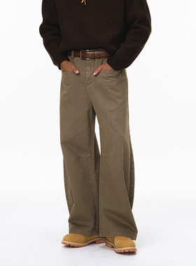 UNF 铆钉阔腿裤25秋季新品美式复古洗水做旧男女美式弯刀休闲长裤