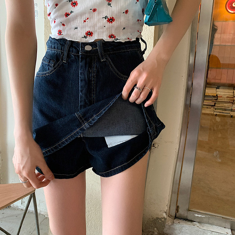 有内衬牛仔短裙女2022年夏季新款小个子防走光半身裙高腰显瘦裙裤