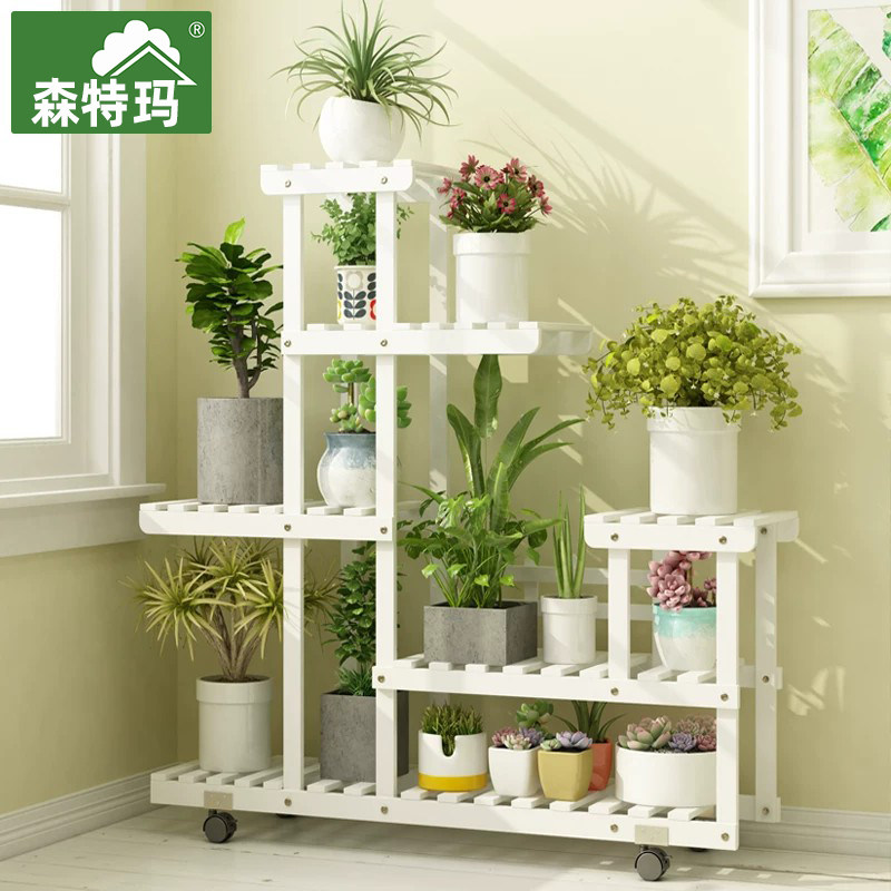 实木质花架子多肉室内外植物图片