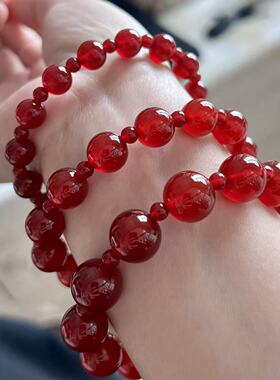 正品天然红玛瑙手链女款单圈时尚饰品多圈女士赵露思同款女款手串