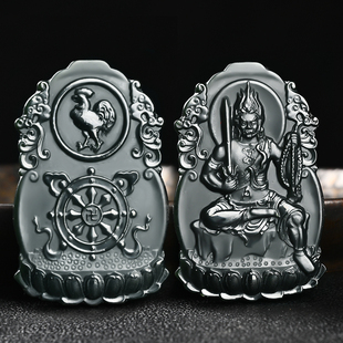 天然新疆和田玉生肖鸡本命佛吊坠不动明王菩萨挂件男女颈饰守护神