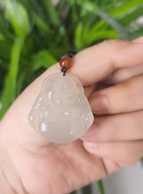 实拍天然玛瑙玉髓大肚佛公吊坠弥勒佛玉坠挂件女款项链儿童玉挂坠