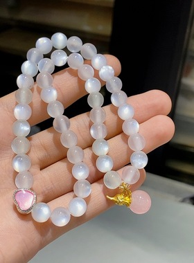 变色海云母双圈搭配爱心葫芦手串送女朋友闺蜜自留生日礼物