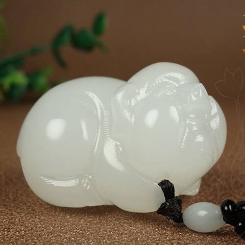 白玉生肖猪手把件小摆件