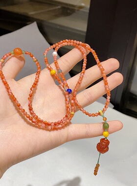 天然南红玛瑙手链女款搭配玉白菜时尚精美玉石饰品礼物送女友闺蜜