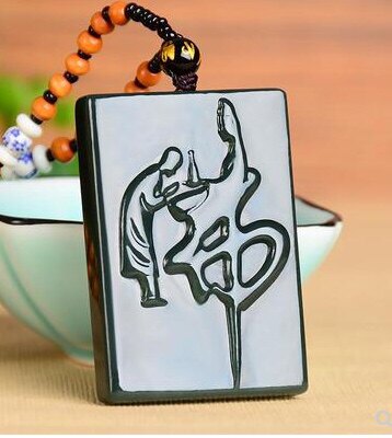 新疆和田玉青玉童子拜佛观音吊坠男士求佛悟道玉石项坠挂件带证书