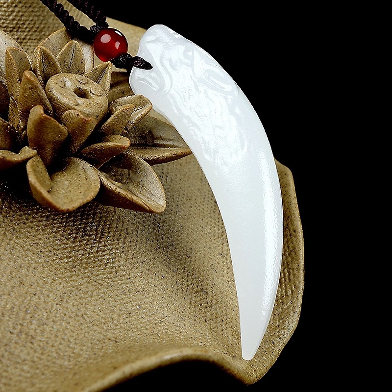 阿富汗白玉狼牙玉石吊墜掛件