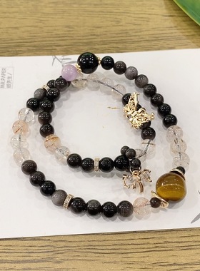 天然银曜石手链女款手串送女友精致高级感闺蜜生日礼物水晶手串