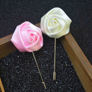 潮流百搭领针韩版男女玫瑰花手工布艺胸针西装衬衫胸花黑色