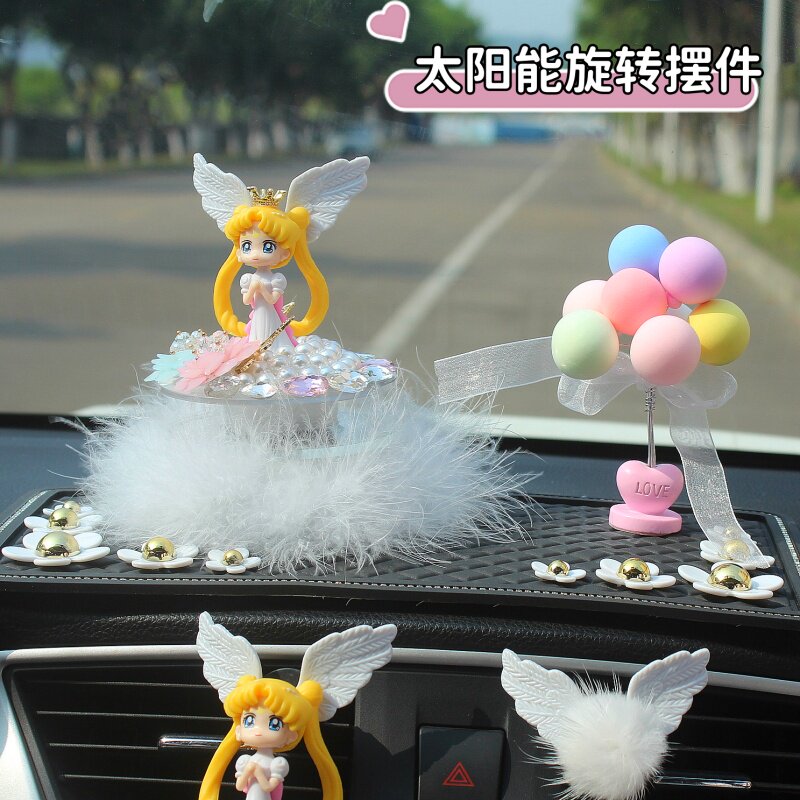 汽车装饰品摆件太阳能旋转美少女治愈系2026网红车载香薰摆件高级