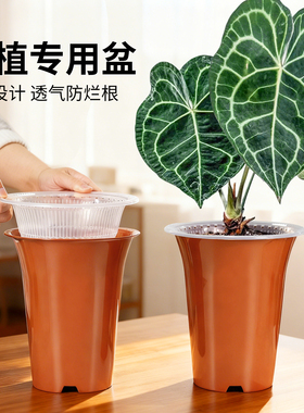 美莳热植专用控根花盆双层加高大号青山透气树脂塑料海芋花烛套盆