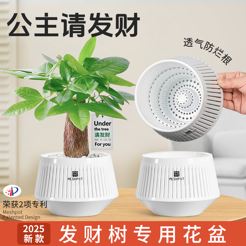 2025新款美莳发财树专用花盆