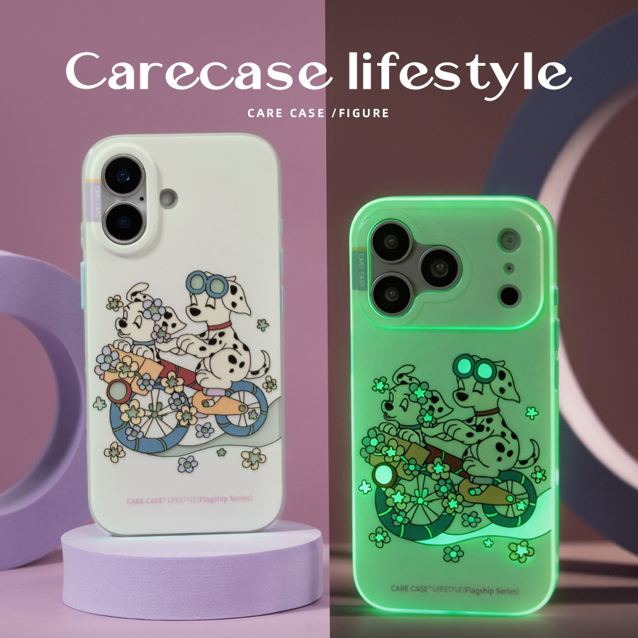 CARECASE 斑点狗骑行花路夜光手机壳 适用于苹果iPhone17 16 Pro Max 夜光 卡通可爱 创意有趣 原创设计