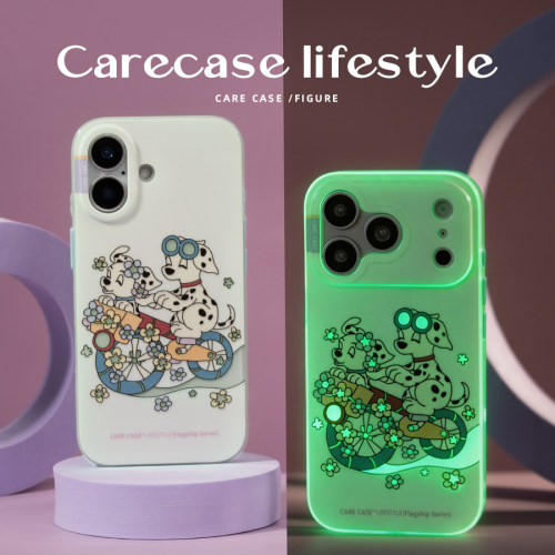 斑点狗骑行花路夜光手机壳