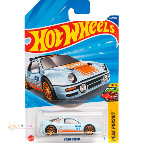 25年247号 FORD RS200 福特 GULF天蓝色 风火轮 PEAK PURSUIT系列
