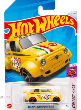 24年117号 '60S FIAT 500D MODIFICADO 菲亚特 黄色 风火轮 C