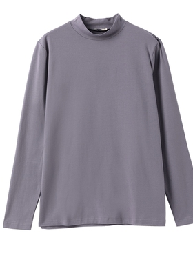 OTEX纯棉男士半高领长袖T恤 纯色