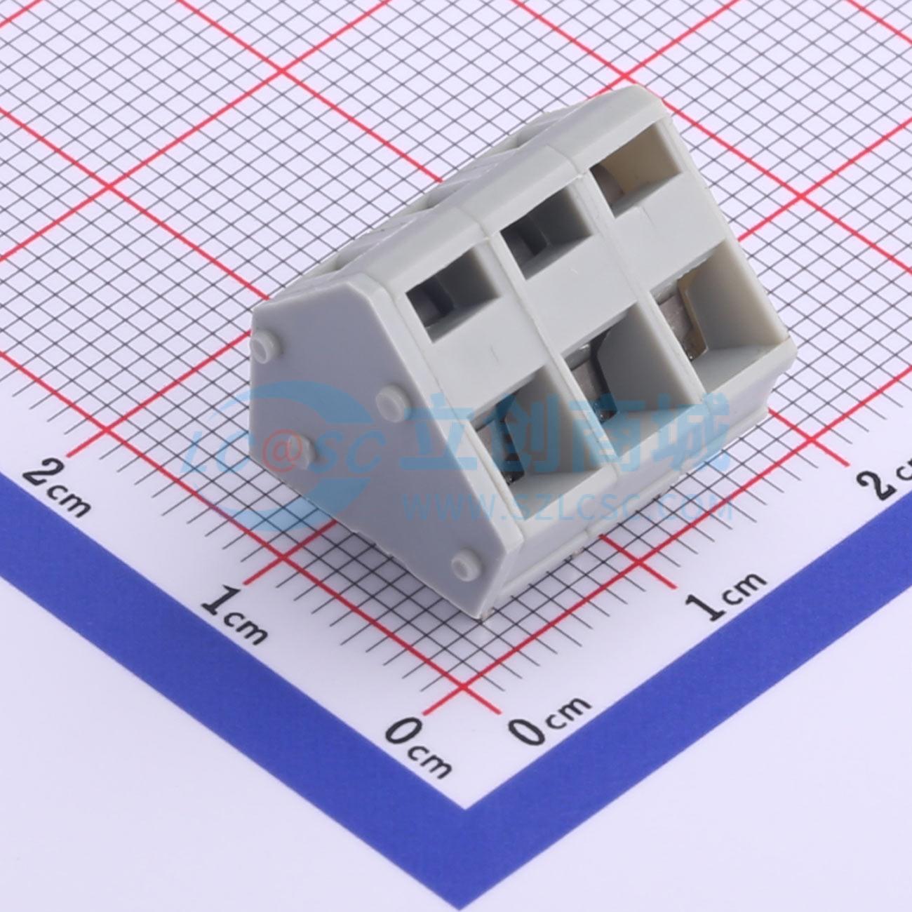 5只起 弹簧式接线端子 XY111B-5.08-3P 插件P=5.08mm 1x3P 3P 原