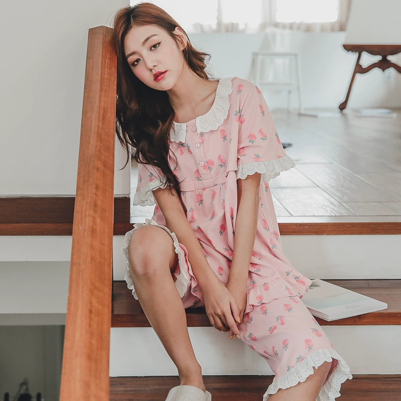 Đồ ngủ cho bà bầu Phụ nữ mùa hè phần mỏng tay áo ngắn hạn quần áo cotton sau sinh mùa hè bà mẹ cho con bú dịch vụ nhà điều dưỡng - Giải trí mặc / Mum mặc