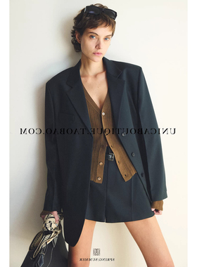 2026春装新款简约时髦可水洗精纺羊毛廓形西装西服外套/短裤套装