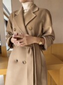 M家101801意大利进口双面羊绒大衣女2025高端双排扣羊毛呢子外套