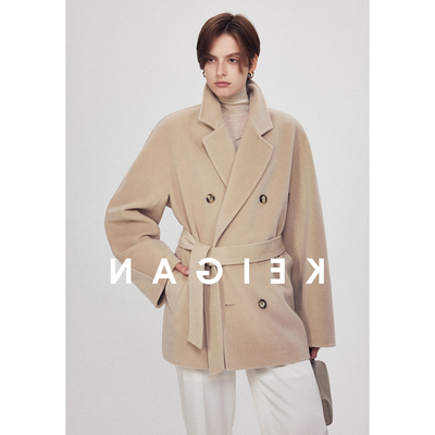 M家101801短款双面羊绒大衣女2025冬新款经典双排扣羊毛呢子外套