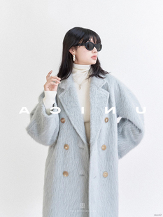 2023冬季高端超长alpaca_中长款皮草视感苏力羊绒羊驼毛大衣外套