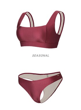 泳衣女士2025新款时尚海岛度假性感比基尼故宫红色三角裤分体泳衣