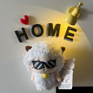 卡通可爱磁吸戴墨镜喜羊羊冰箱贴毛绒玩偶摆件装饰冰箱门洞洞板