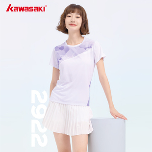 川崎羽毛球服女运动圆领速干短袖T恤K1C02-B2922 新透气上衣