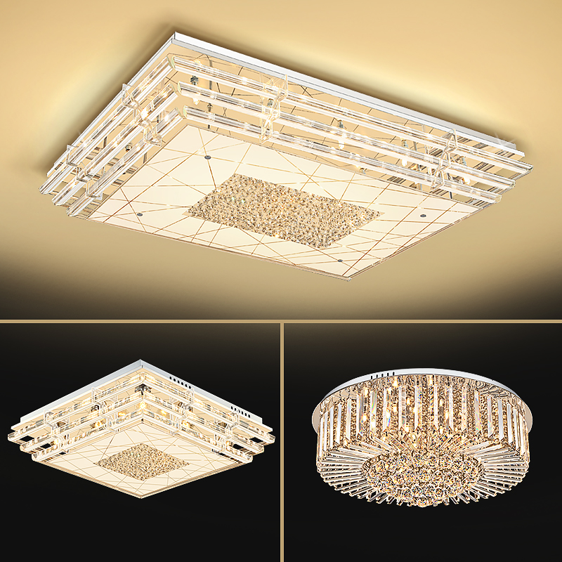 水晶客厅客厅灯吸顶灯饰2025新款主卧室吊灯具现代简约大气广东中