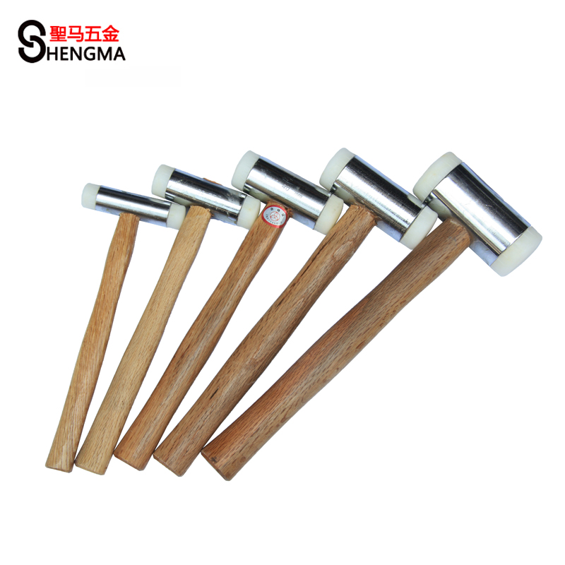 圣马工具树脂锤尼龙胶锤白色橡胶榔头无痕木柄安装锤无弹锤地板