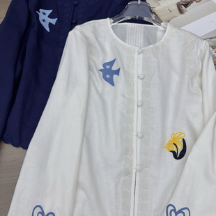 瑞瑞家26年夏上新趣味刺绣亚麻小衫 WX31 YS6