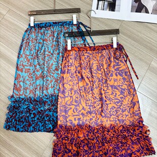 瑞瑞店花边下摆设计自带艺术感复古又时髦真丝半身裙YS357 G322