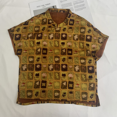 瑞瑞云纱上衣复古高端花萝旗袍领小衫小衫(大货速发)FYN01475669