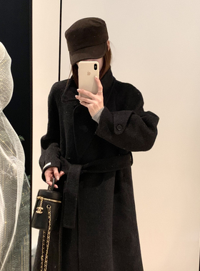 瑞扣～廓型藏肉又有气场羊毛外套(配腰绳)（含100羊毛）111505W41