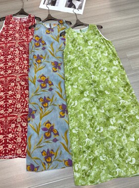 瑞瑞店身形自带松弛感清爽减龄无袖侧开衩真丝连衣裙YS366-G322