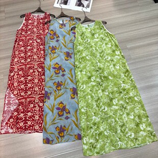 瑞瑞店身形自带松弛感清爽减龄无袖 G322 侧开衩真丝连衣裙YS366